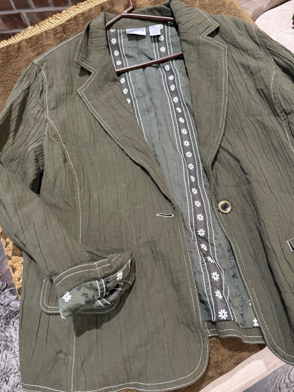Olive Green Men's Lightweight Blazer Jacket